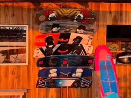 Kitesurf equipment rental in Mayapo La Guajira Colombia kites boards and gear on the beach
